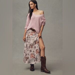 Pilcro Mesh Seamed Midi Skirt